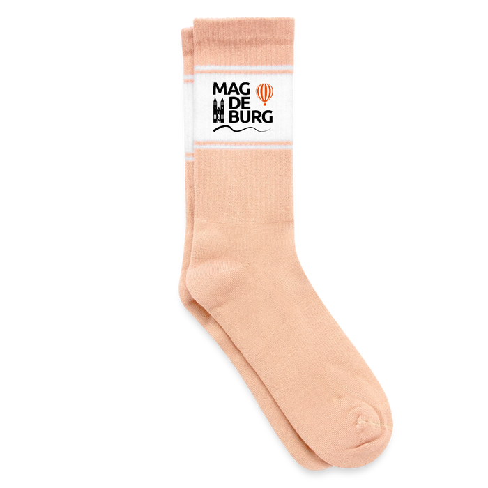 Farbige Tennissocken - Weiß/Pfirsich