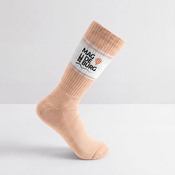 Farbige Tennissocken - Weiß/Pfirsich