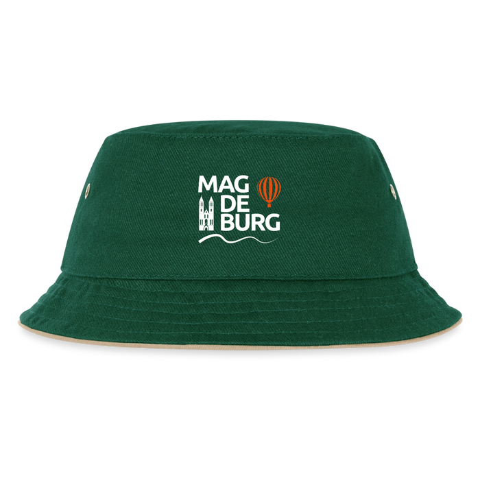 Kinder Bucket Hat - Dunkelgrün/Beige