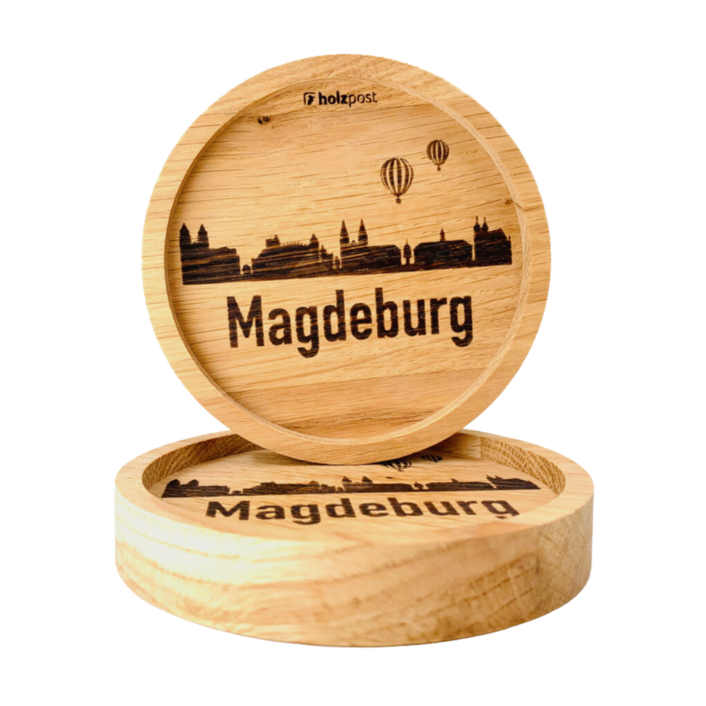 Holz-Untersetzer "Magdeburg Skyline"